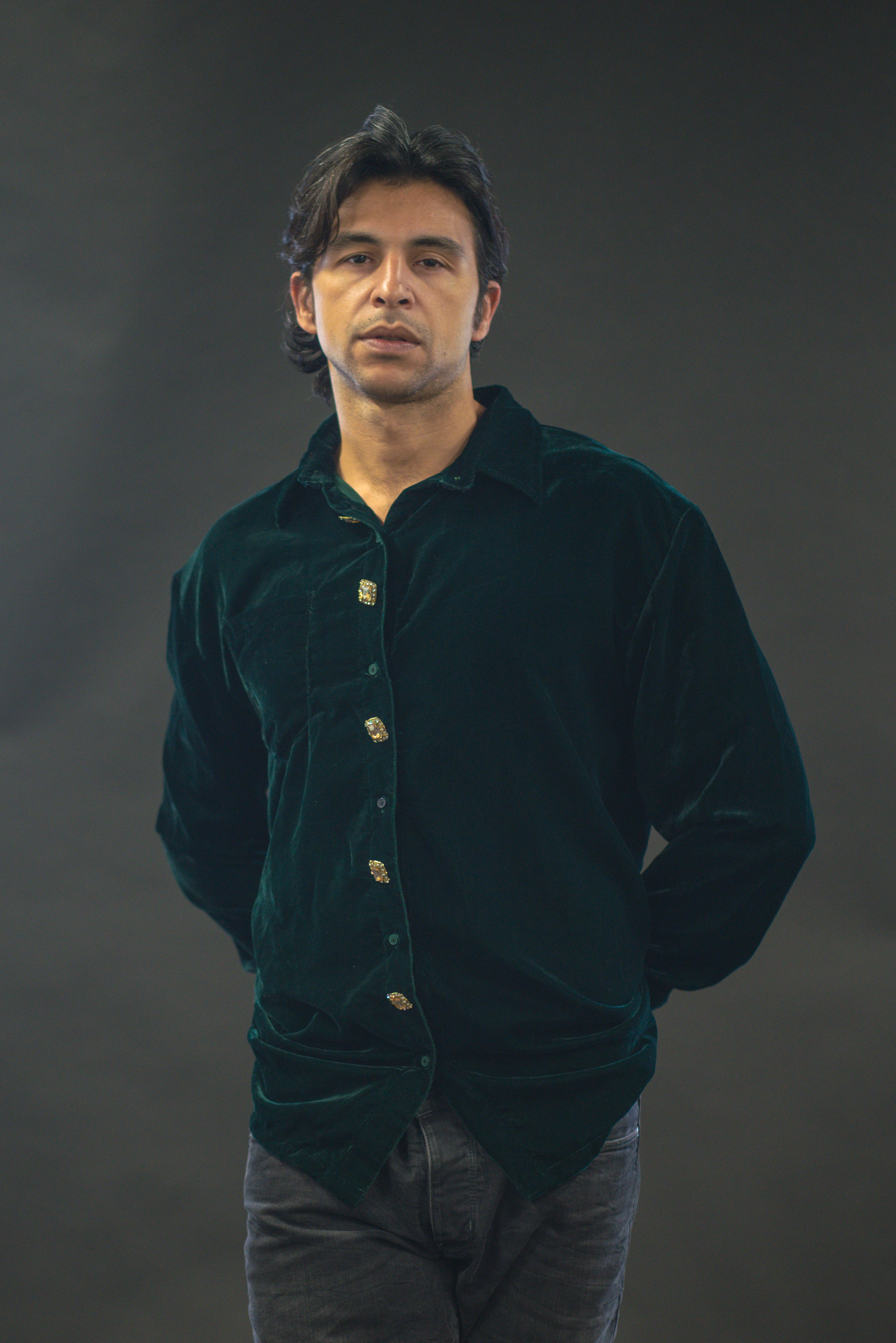 Dark Green Velvet Shirt - Men's