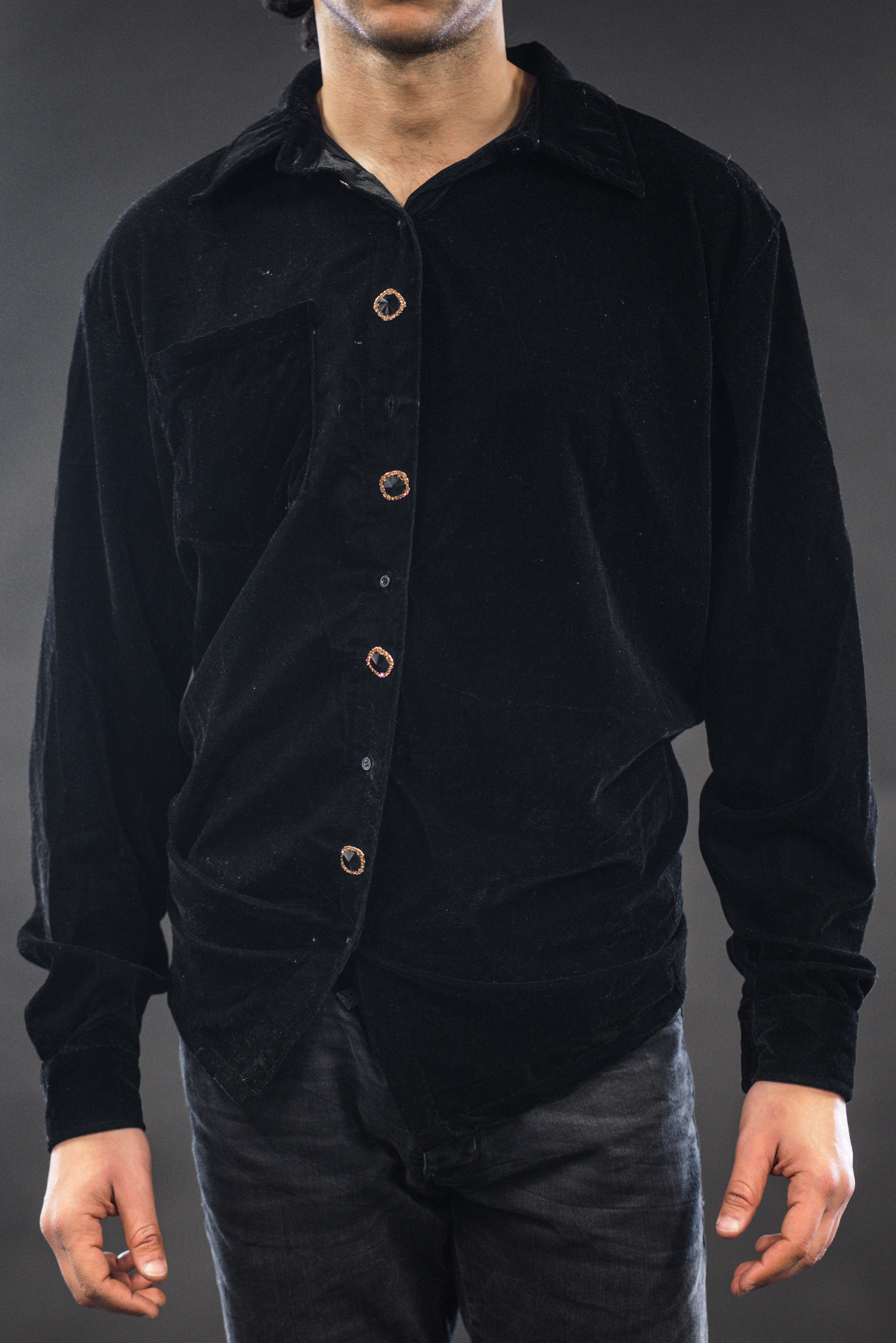 Black Velvet Shirt - Men's