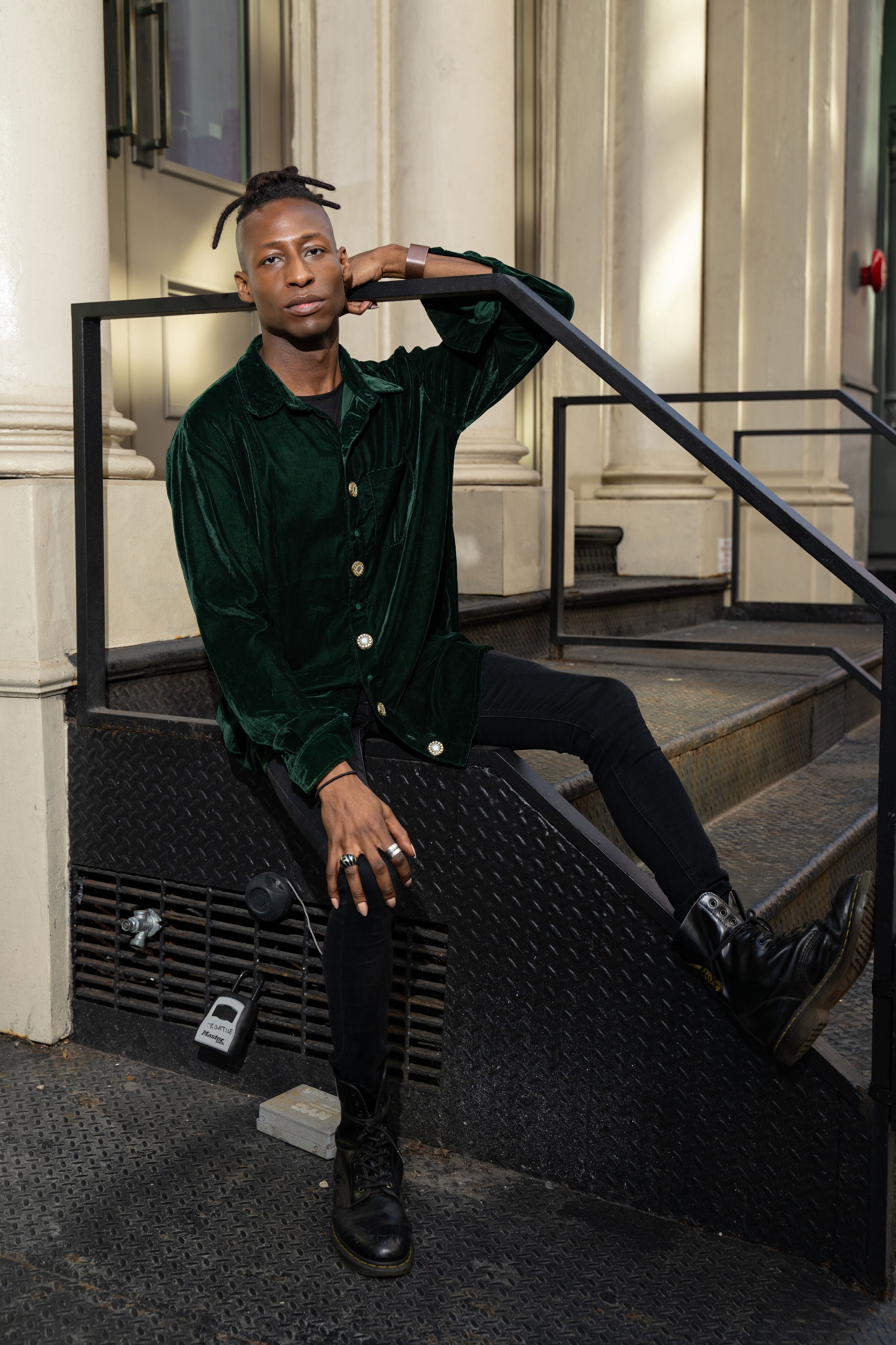 Dark Green Velvet Shirt - Men's