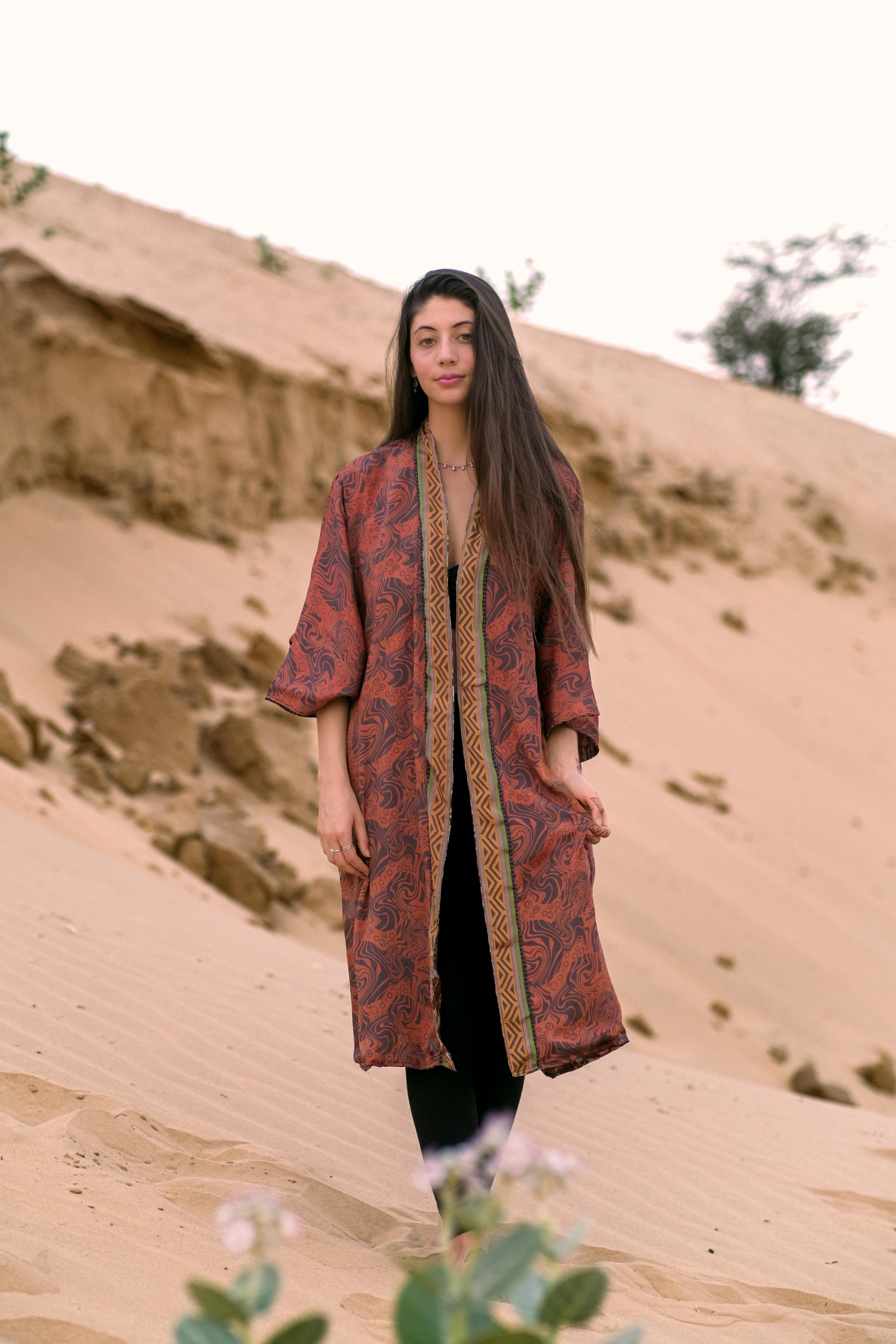 Reversible Saree Kimono Dune