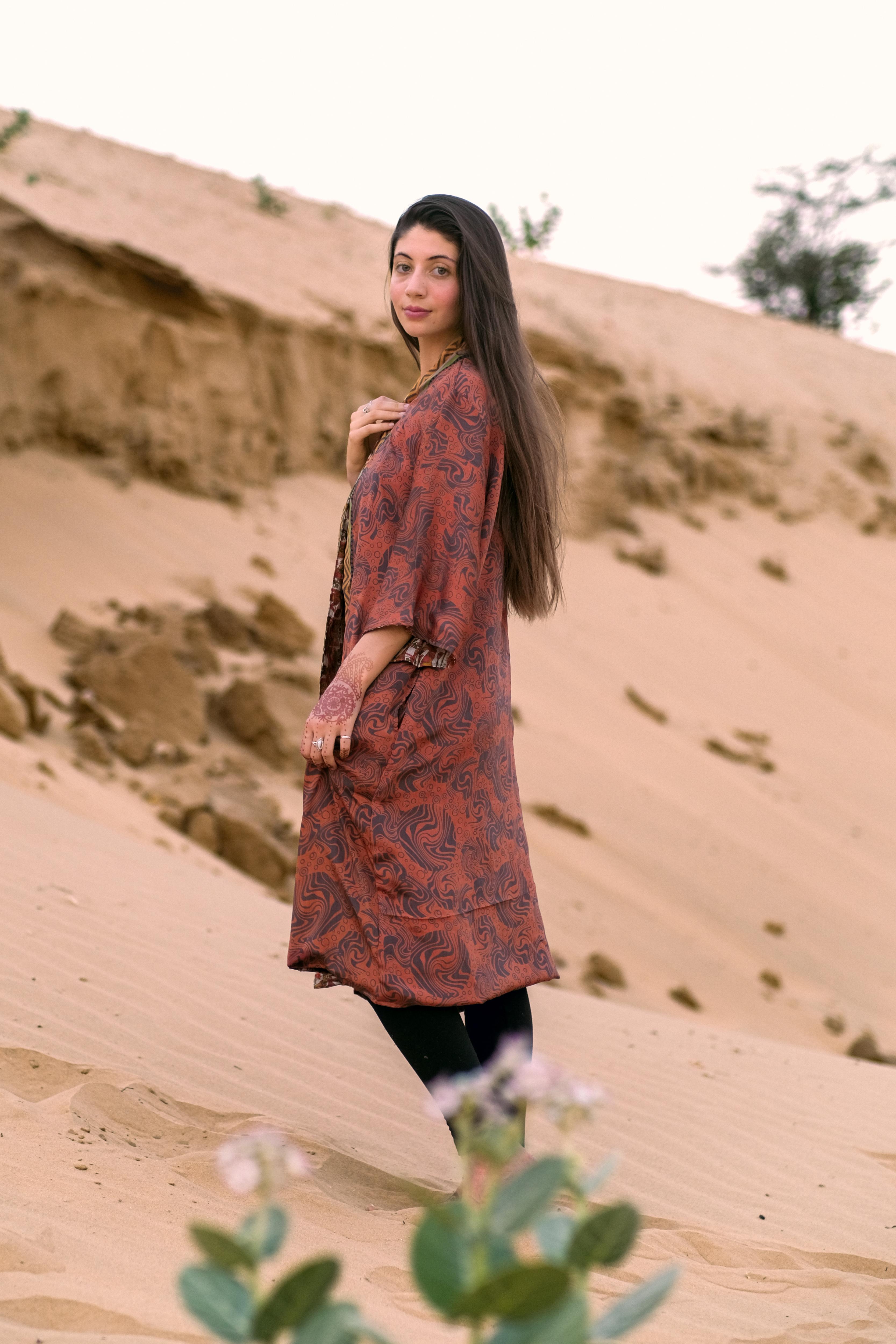 Reversible Saree Kimono Dune