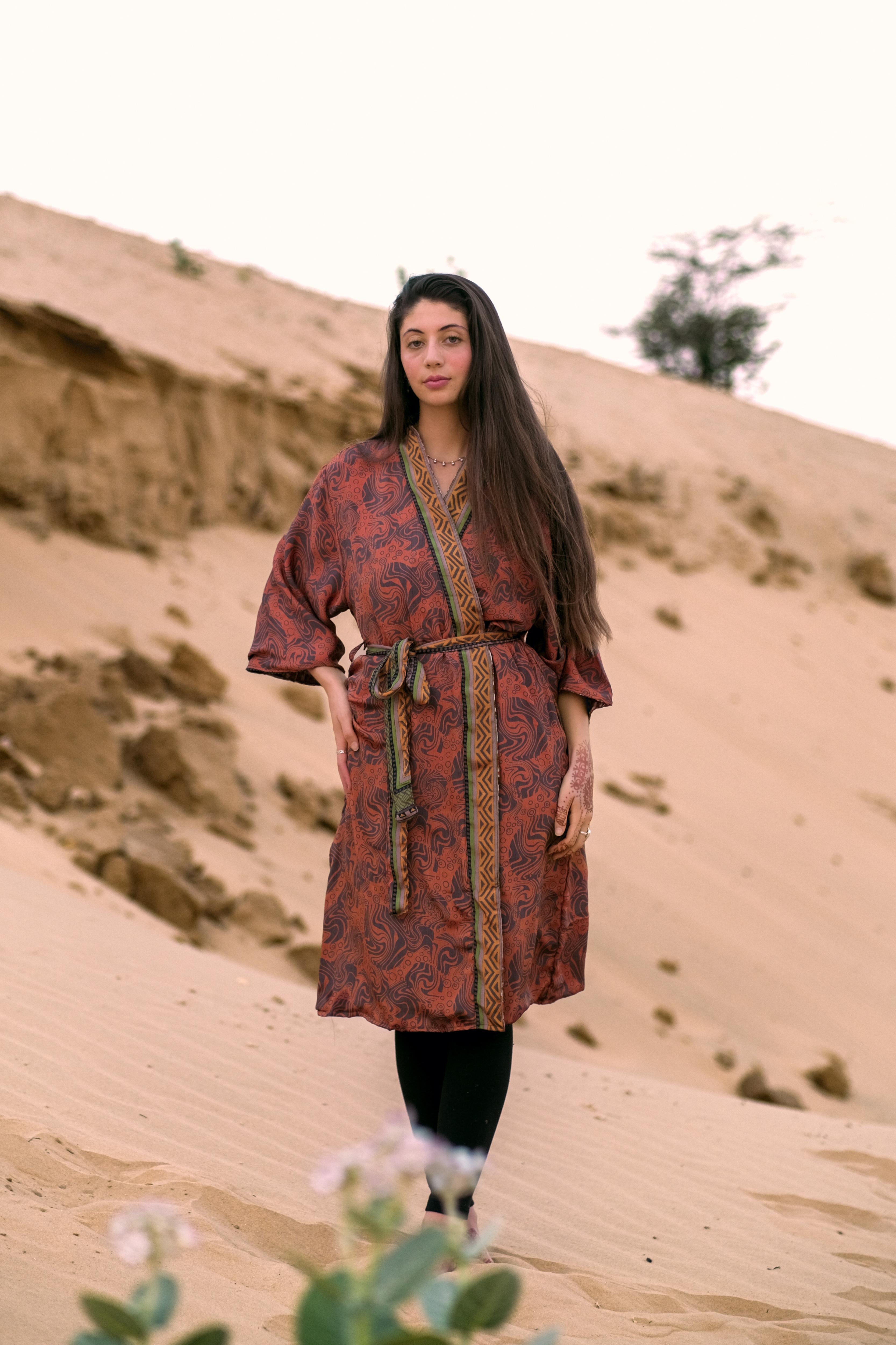 Reversible Saree Kimono Dune