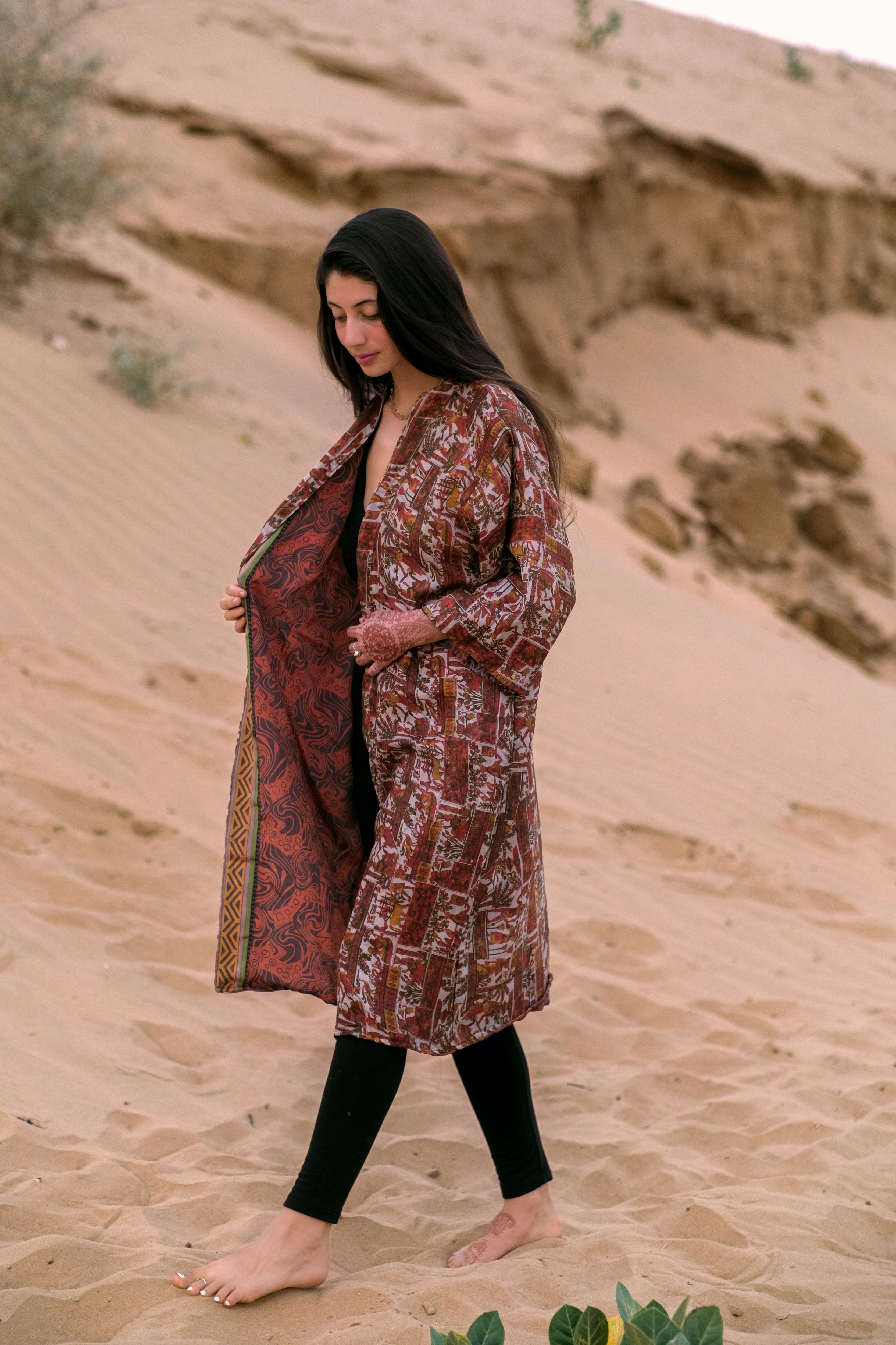 Reversible Saree Kimono Dune