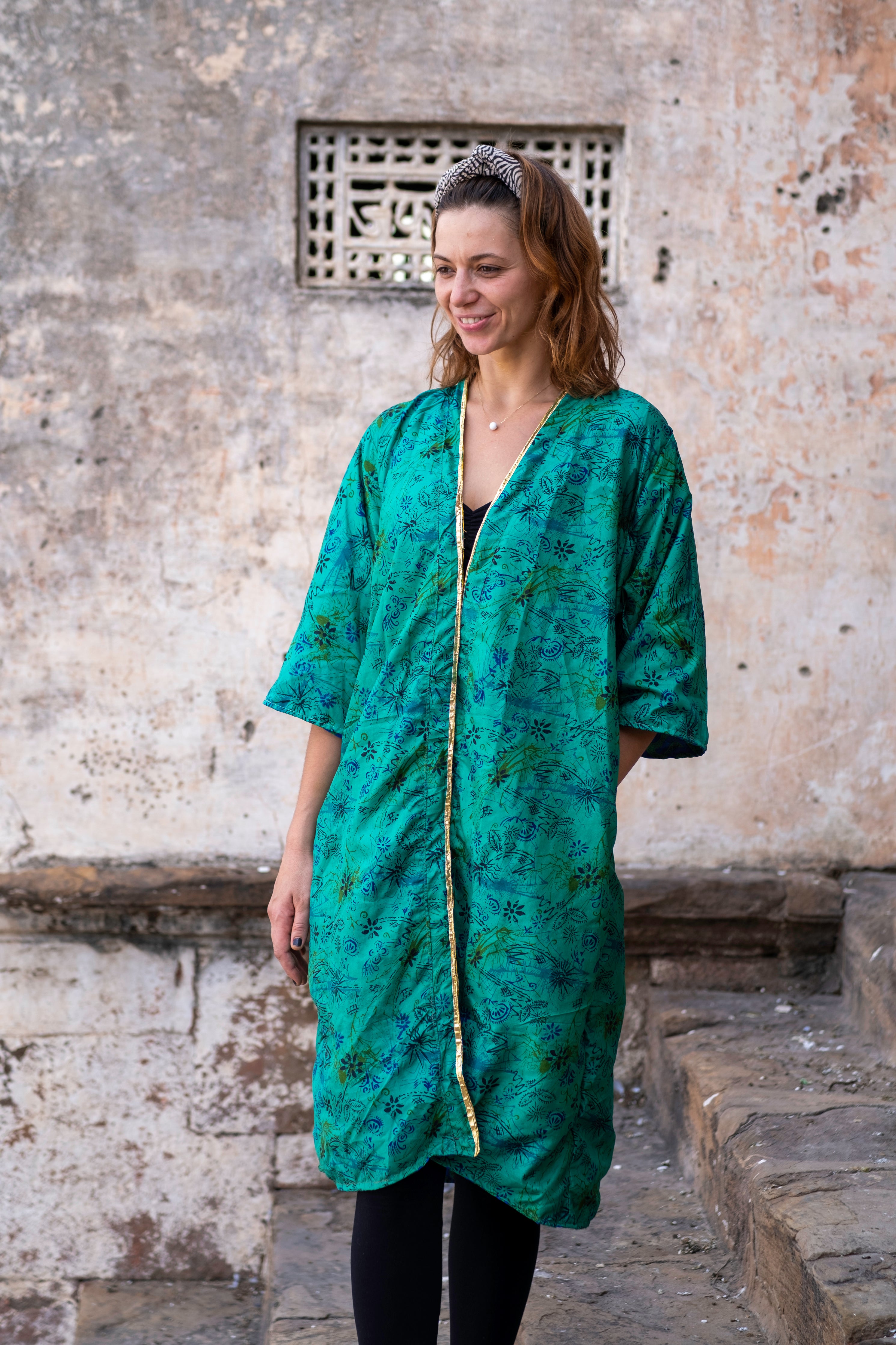 Emerald Lagoon Reversible Saree Kimono