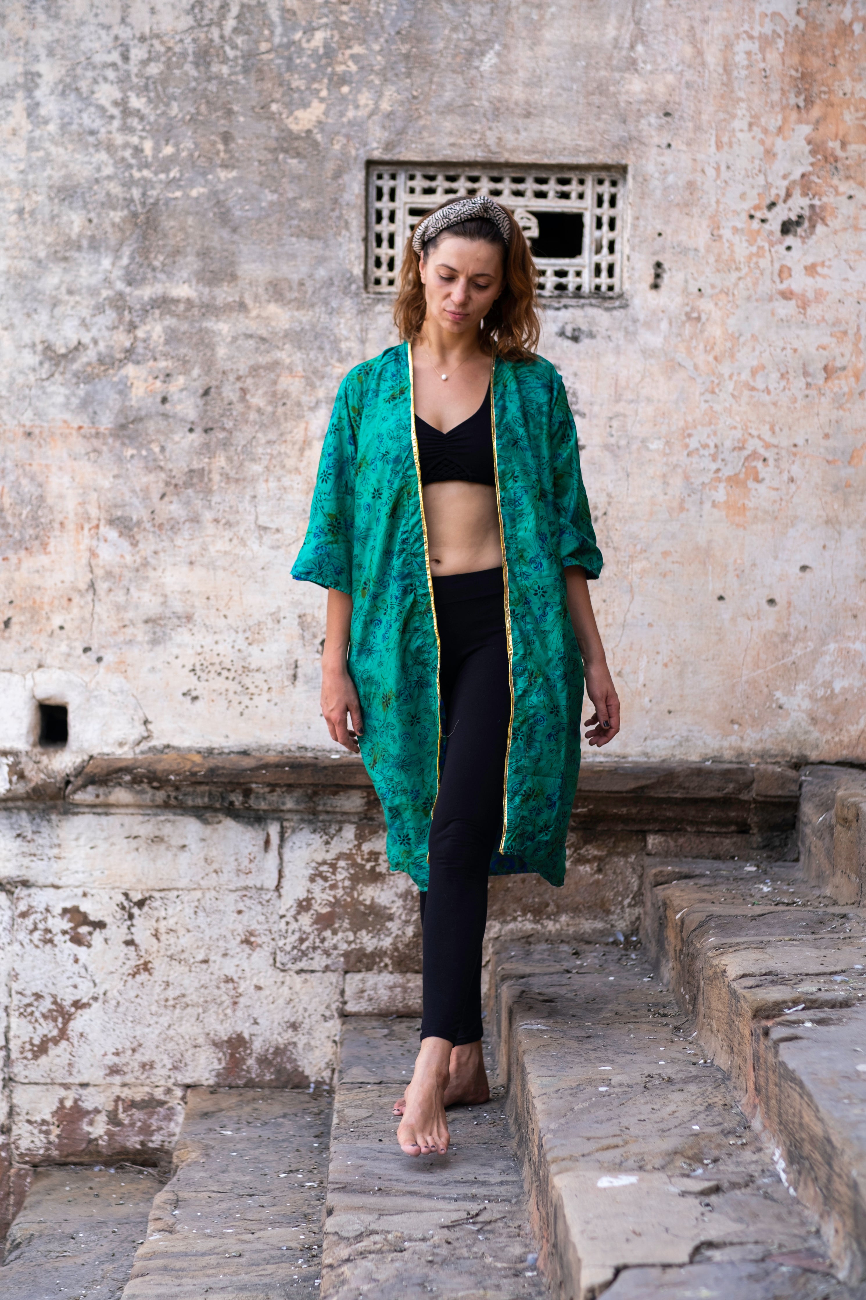 Emerald Lagoon Reversible Saree Kimono