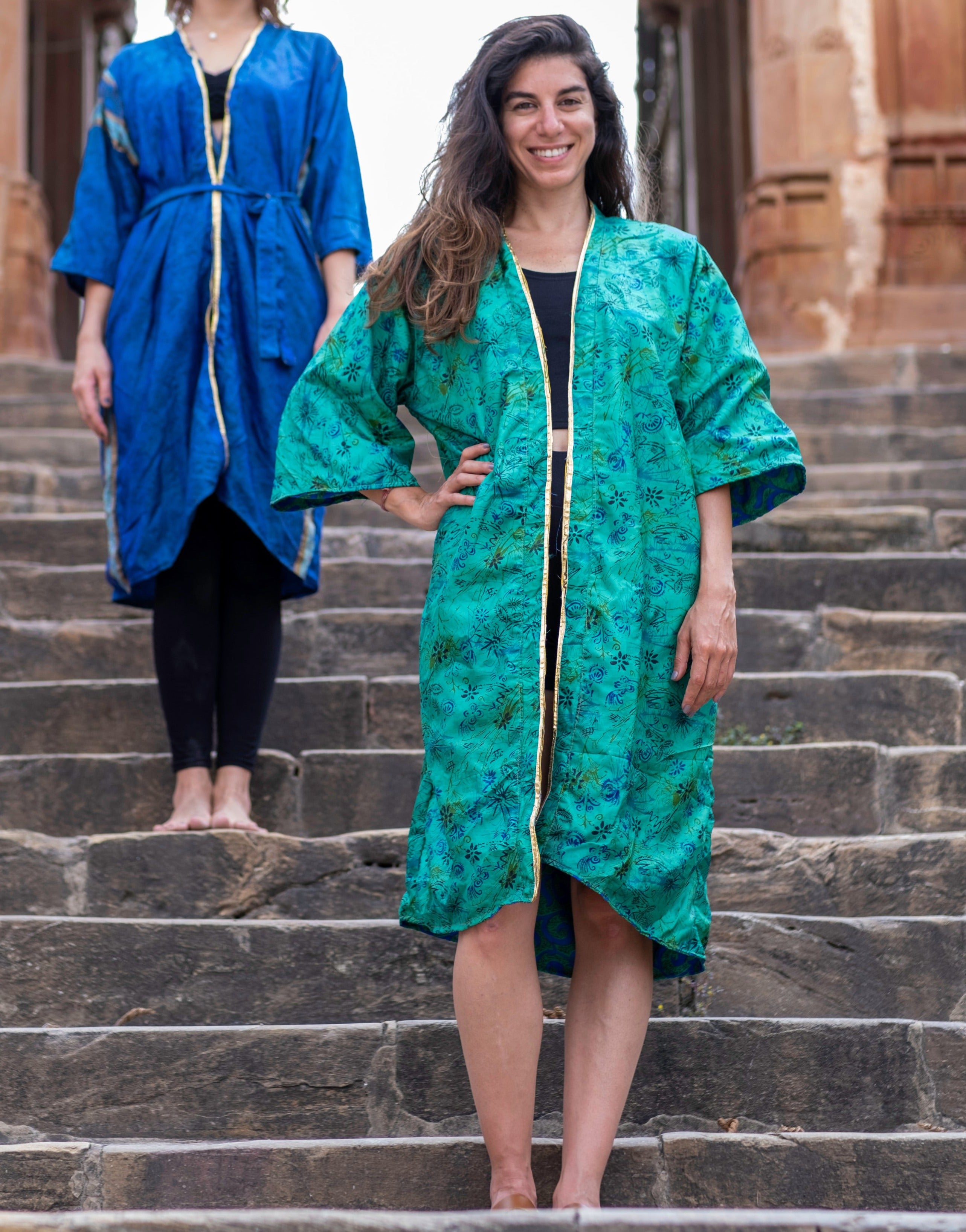 Emerald Lagoon Reversible Saree Kimono